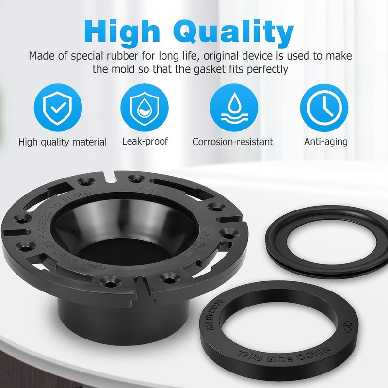 Tecreddy RV Toilet Seal, 3" Socket Floor Flange Kit Replacement for Dometic 300 310 320 RV Toilets, 385345892 Flange 385311658 Flush Ball Seal and 385311652 Base Seal Gasket - Image 2